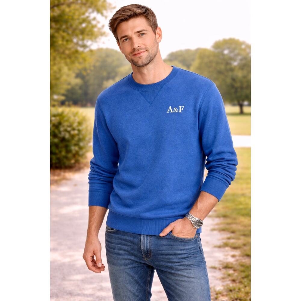 Mens Abercrombie & Fitch Icon Logo Print Crewneck Loose Sleeves Sweatshirt Sz XL